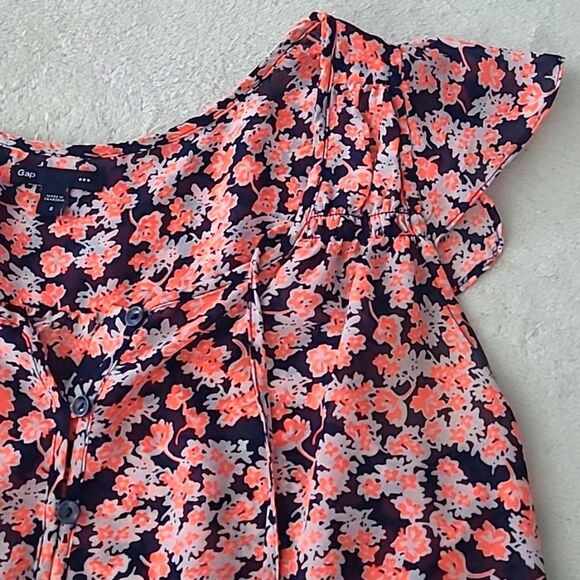 Gap Women's Small Cap Flutter Sleeve Floral Mutlicolor Romantic Girlhoodcore - Picture 4 of 16